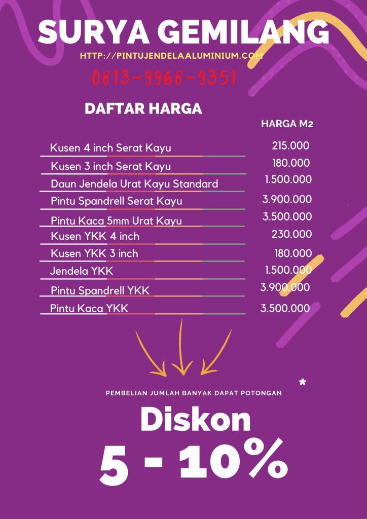 Harga Kusen Pintu Aluminium Pantai Indah Kapuk 2 9 daftar harga kusen pintu dan jendela aluminium