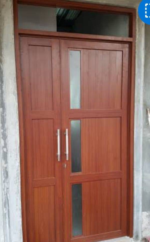 desain jendela aluminium minimalis - pintu aluminium serat kayu jati